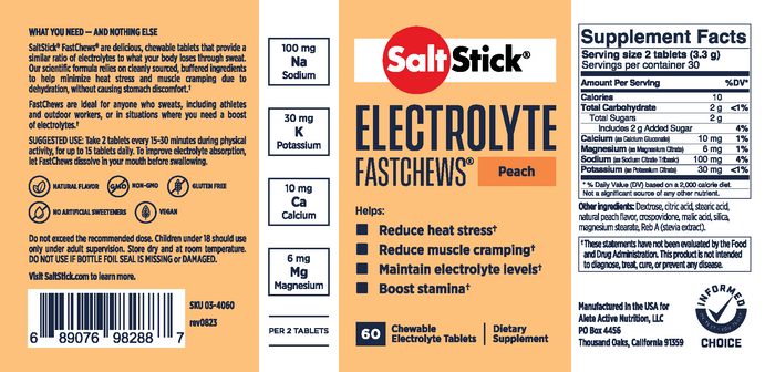SaltStick FastChews 10ct Packets (Box of 12) Peach