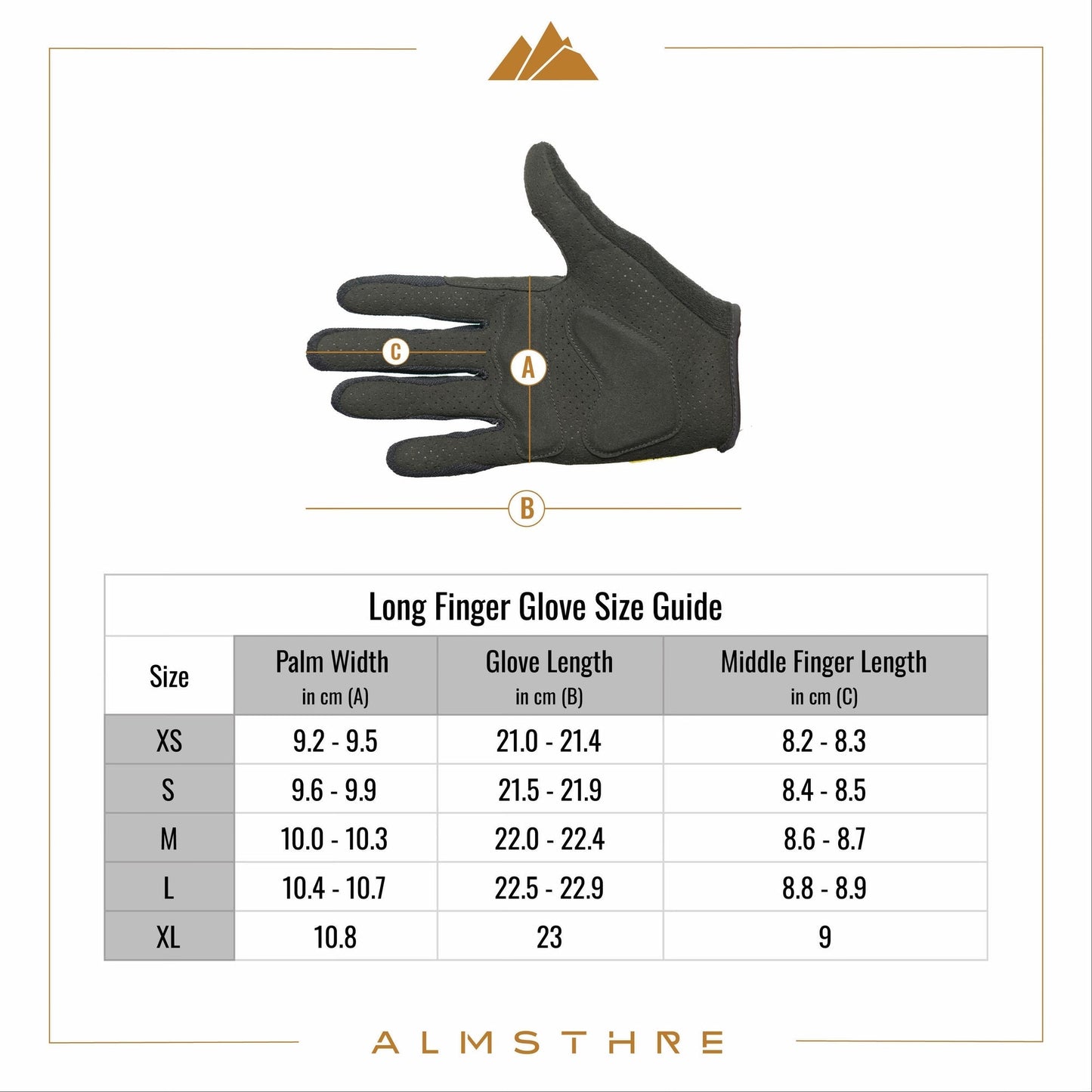 Almsthre Padded Full Finger Glove Midnight Black M