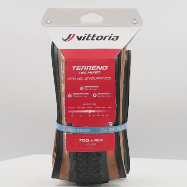 Vittoria Terreno T50 Gravel Endurance Tire, TLR, Black/Brown, G2.0 - 700x40C