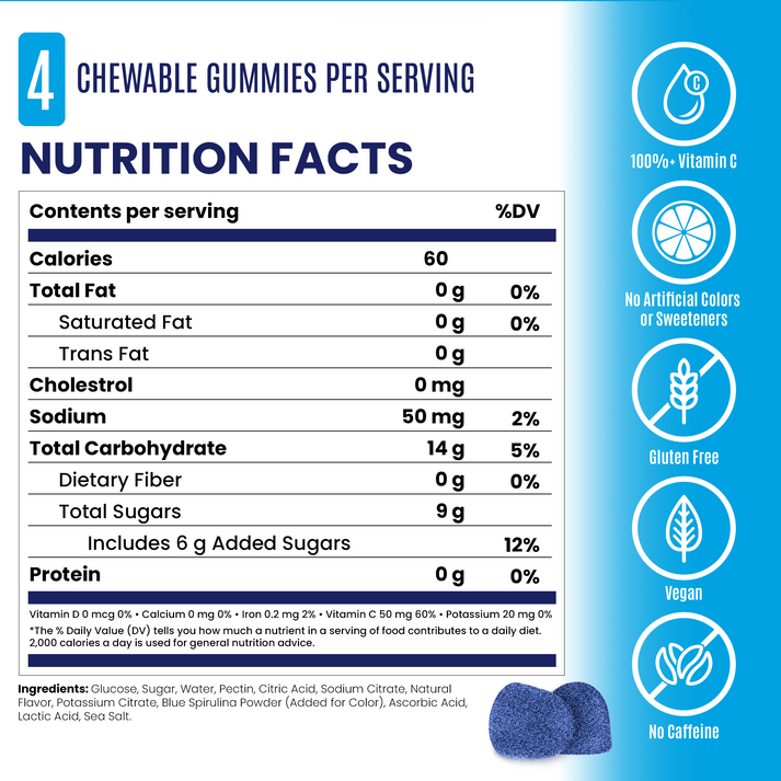 Saltstick Energy Gummies 10 Packs Sour Blue Razz Berry