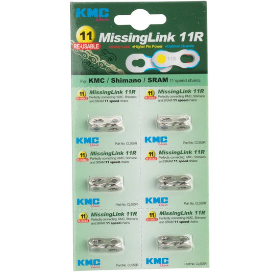 KMC MissingLink Connectors 11R Silver 6 Pairs Per Card