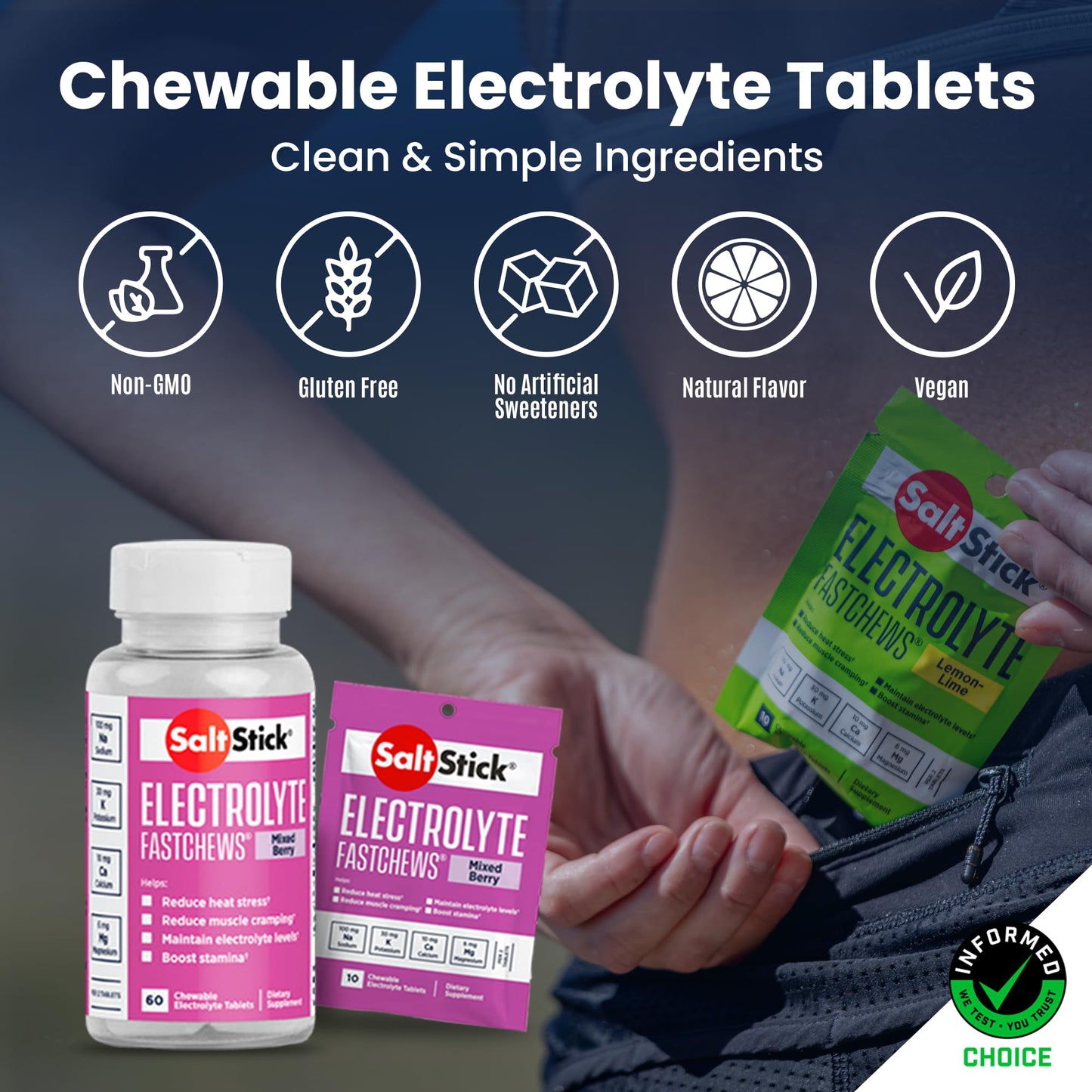 SaltStick FastChews 60ct Bottle Mixed Berry