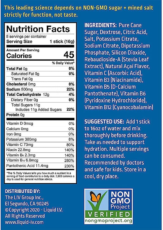 Liquid I.V. Hydration Multiplier 8ct Display Caddy Acai Berry