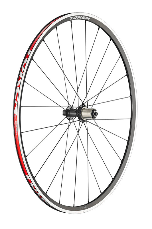 Token C22A Rim 22mm Super Lite Alloy Clincher Road Racing Wheelset Black w/ Silver Braking Surface SRAM XDR