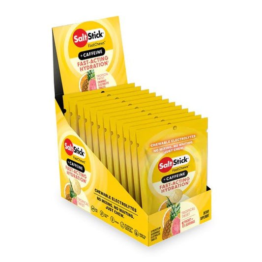 SaltStick FastChews + Caffeine 10ct Packets (Box of 12) Tropical Twist