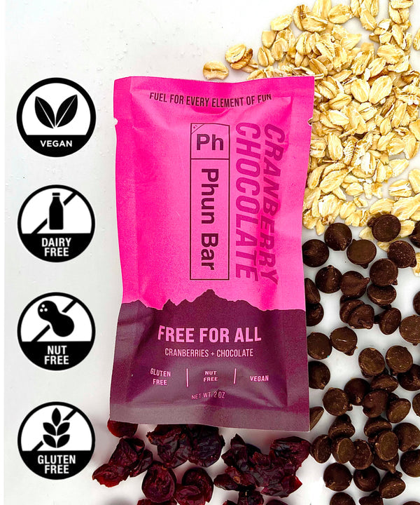 Phun Bar Free For All Cranberries + Chocolate Vegan 12ct Box