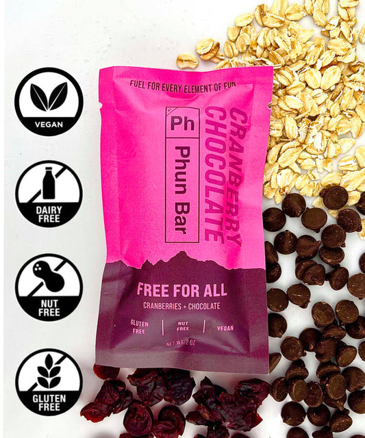 Phun Bar Free For All Cranberries + Chocolate Vegan 12ct Box