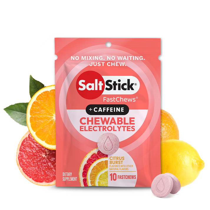 SaltStick FastChews + Caffeine 10ct Packets (Box of 12) Citrus Burst