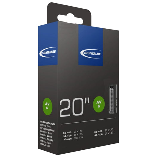 Schwalbe AV6 BMX Inner Tube, 40mm Schrader Valve - 20" 28/40-406