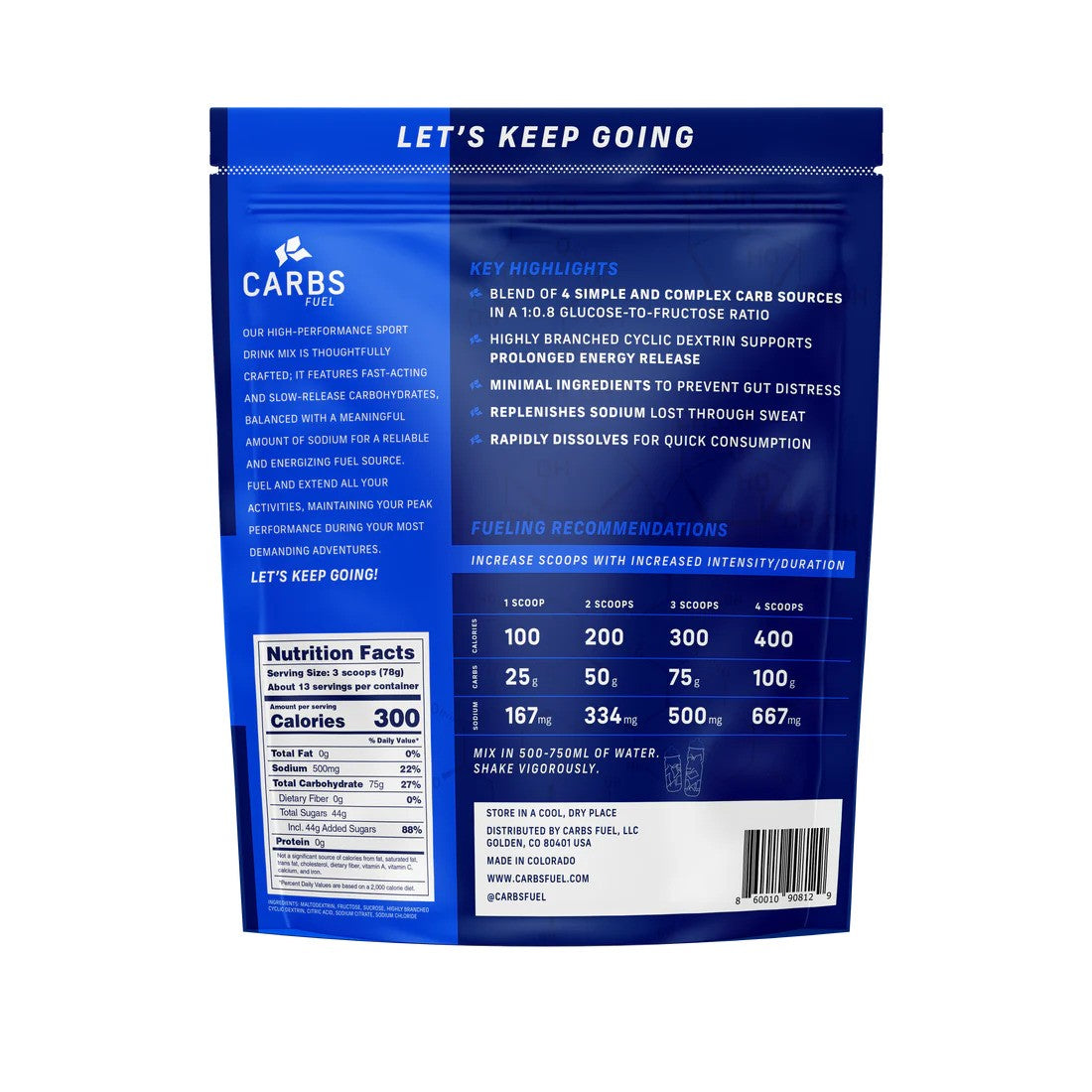 Carbs Fuel Original Drink Mix 1000g Stand Up Pouch